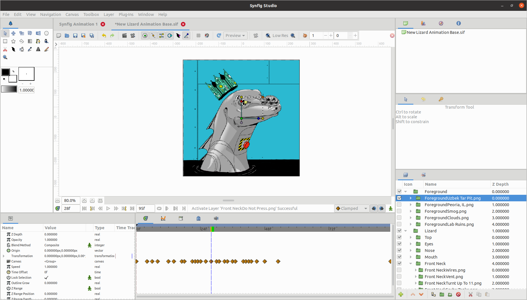 Synfig Studio's animation interface