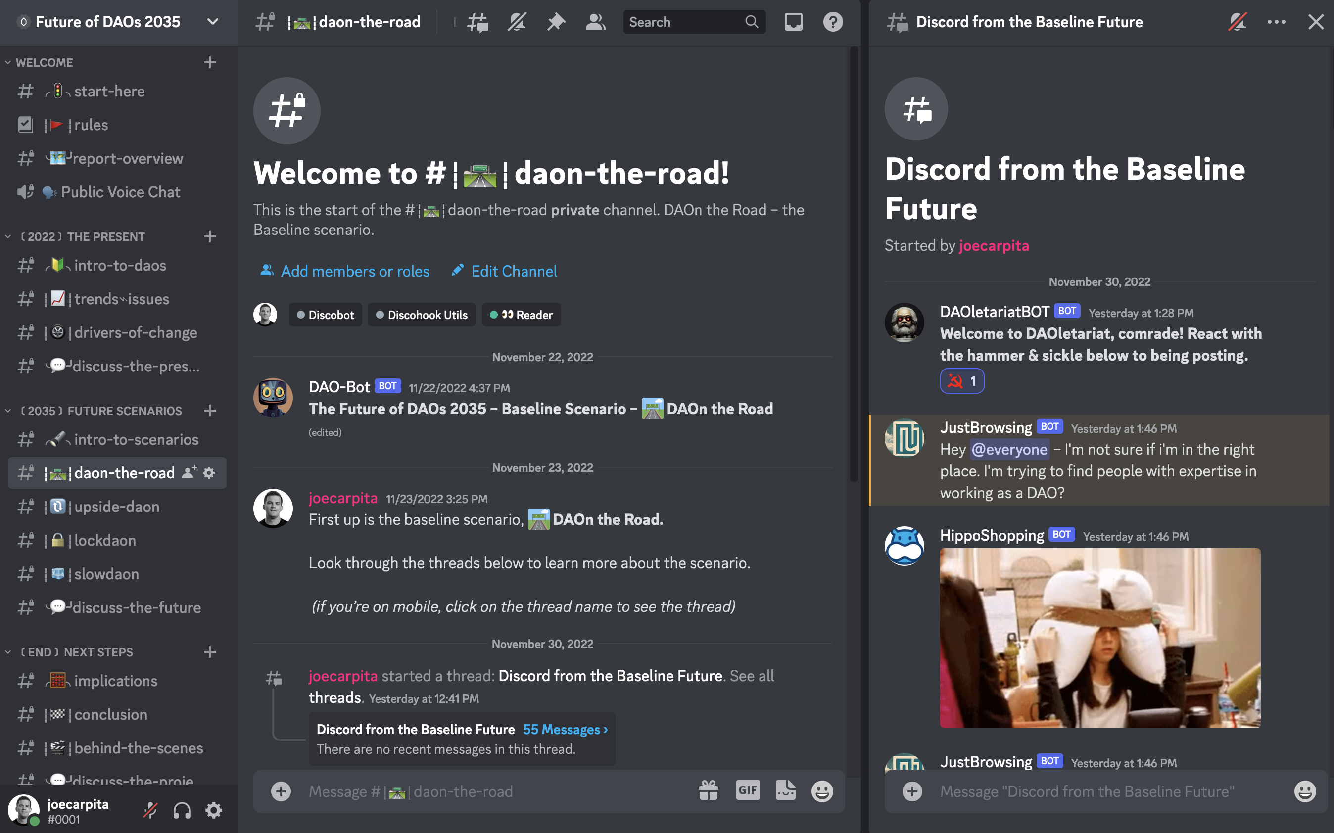 What the Future of DAOs 2035 report experience looks like...it looks like a discord server.