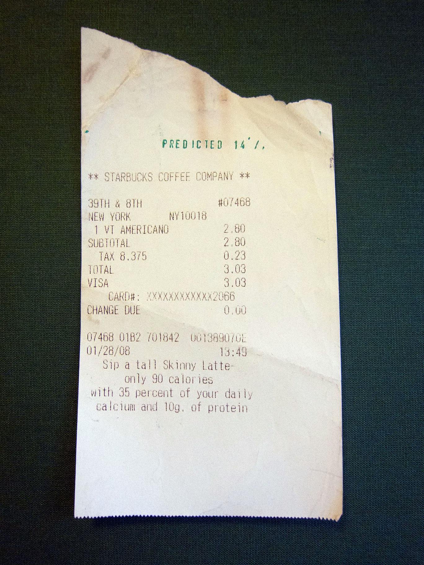 My Pocket - Receipt predicted 12%. Exhibition view, Neuberger Museum of Art, New York, 2009.