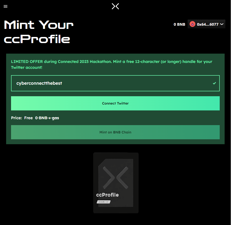 ccProfile Minting on BNB Chain