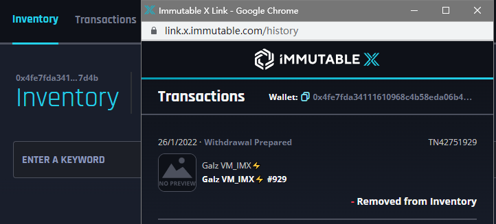 transactions - removed from inventory