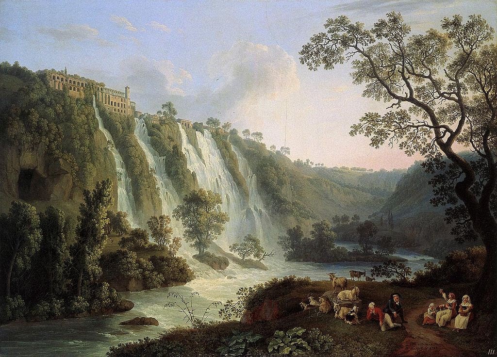 Hackert, Maecenas' Villa and Waterfalls in Tivoli, 1783