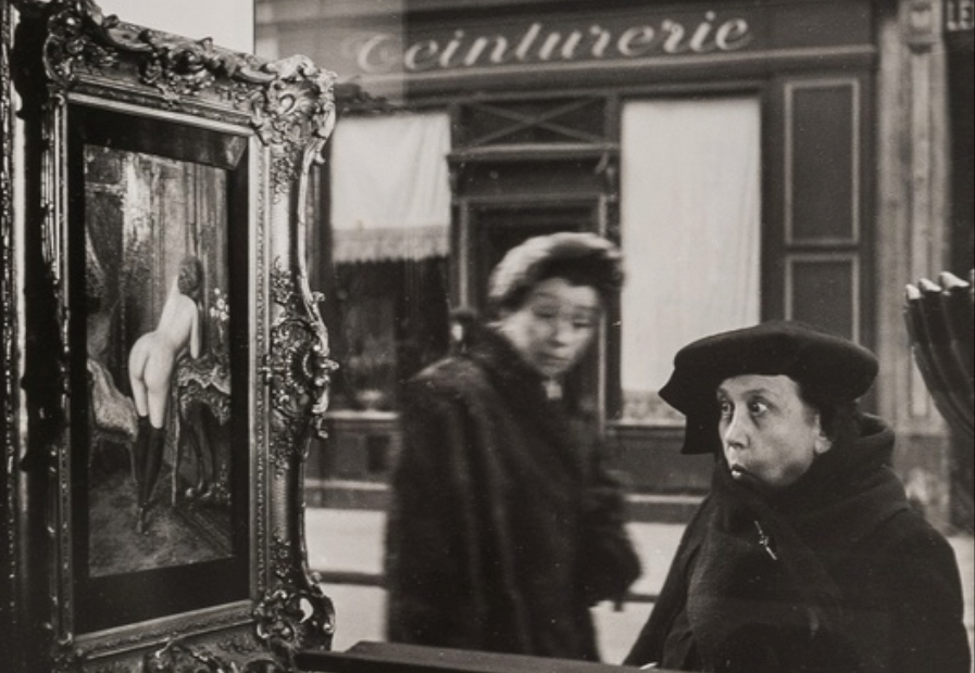 Robert Doisneau: Woman Registering Shock at a Painting of a Nude in Paris Shop Window, 1948