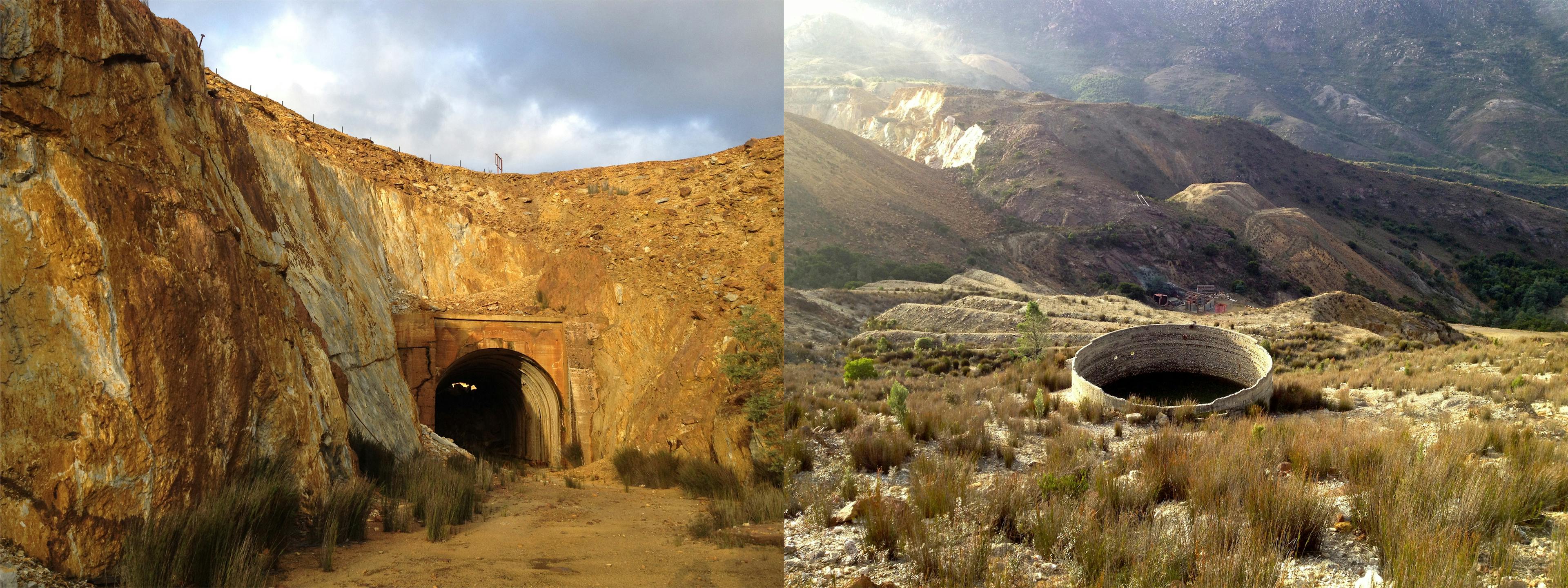 Openings and remnants of the mines