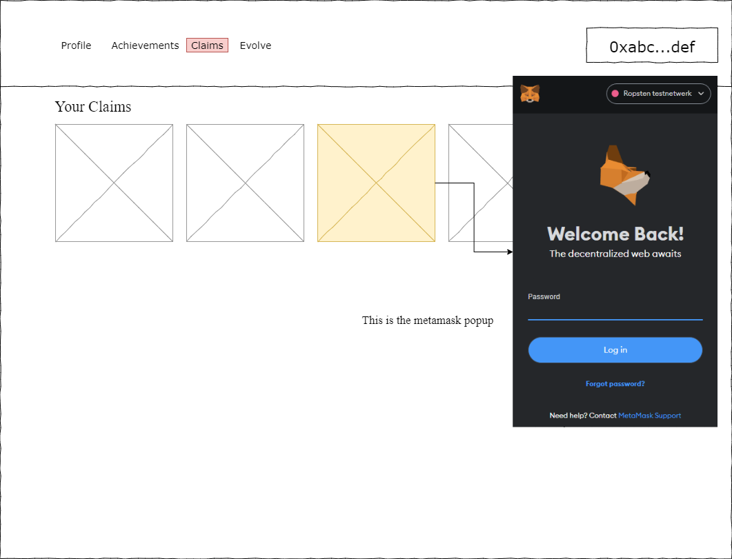 Claims page wireframe