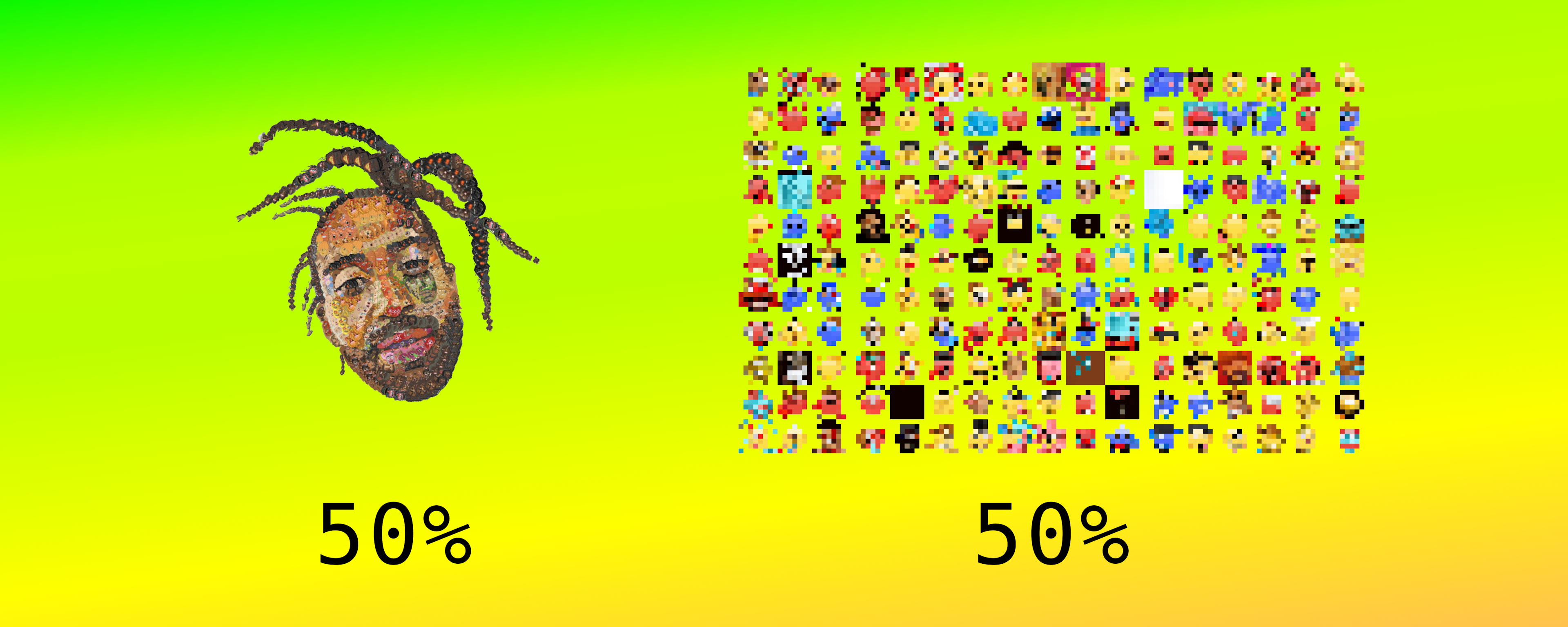 Sales divided 50% to yung jake & 50% split amongst the 187 selected Cursed Emojis