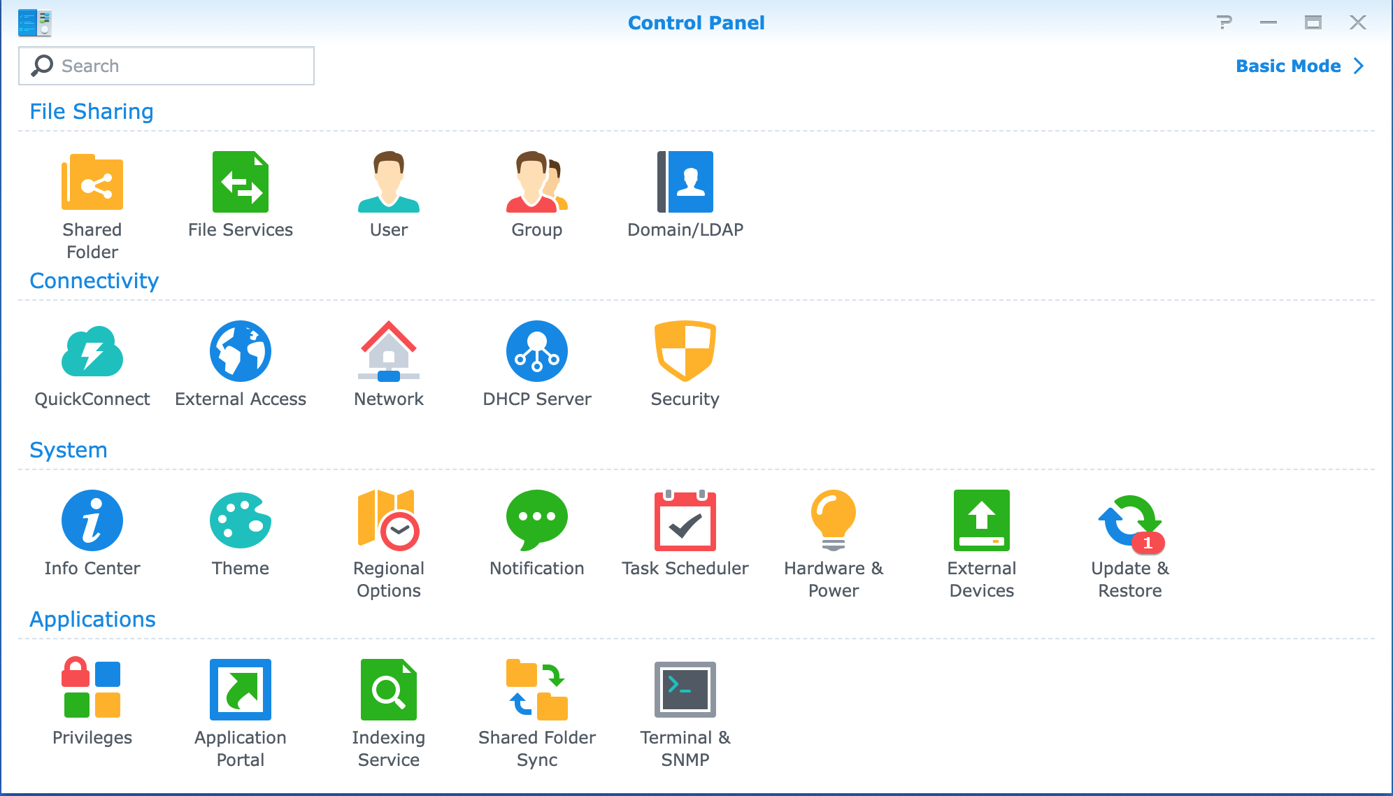Synology control panel