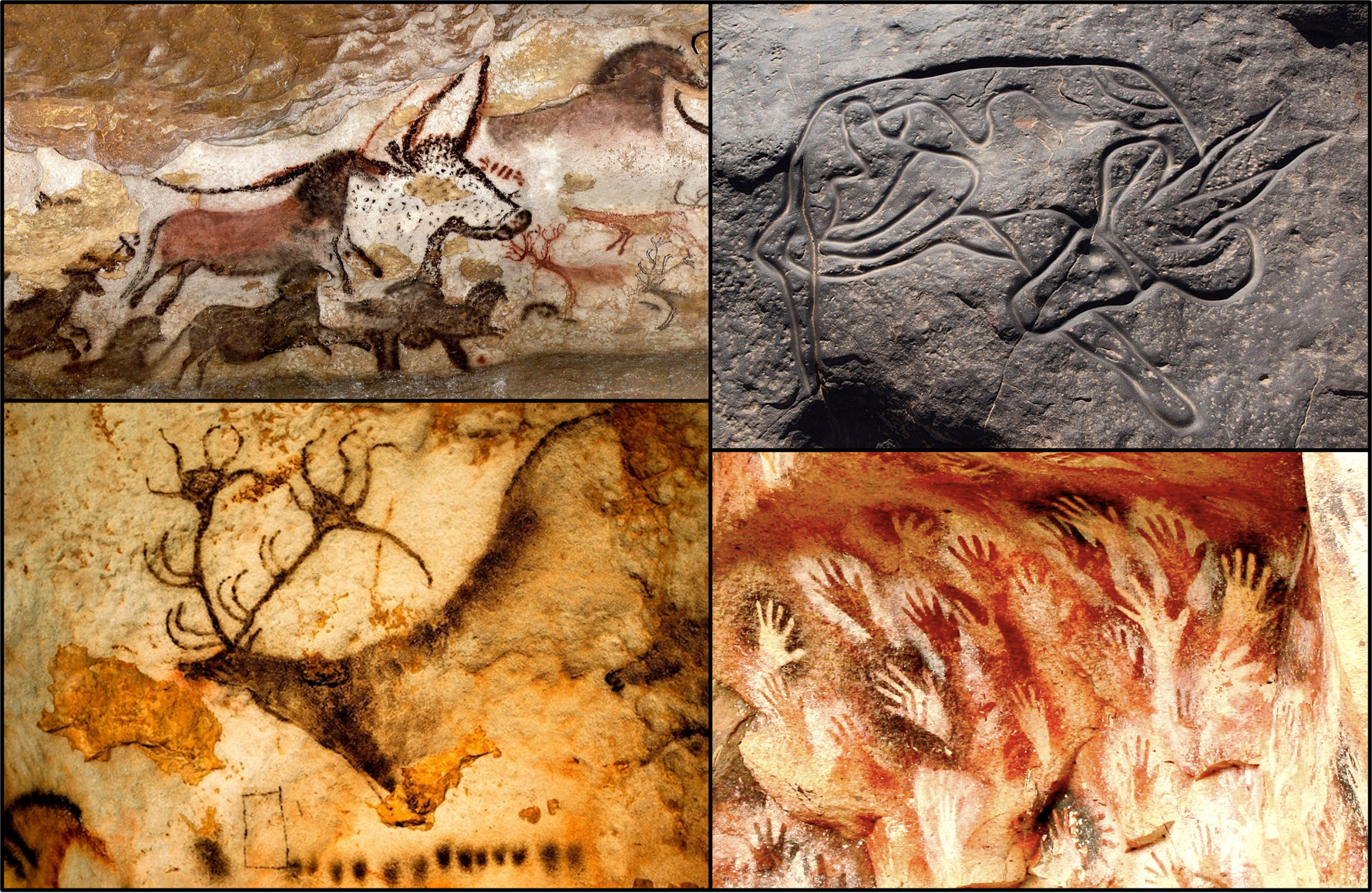 Some drawings, symbols, and even hand-stamps from the prehistoric era