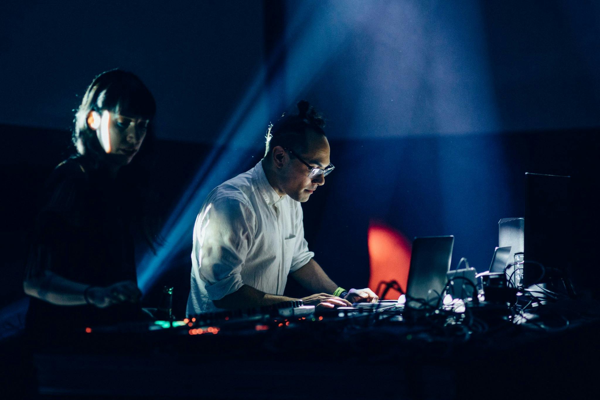 Rendering “The Mueller Report” as real-time visuals to music by Christina Chatfield (left). Paris, FR. 2019. Photo by Mathieu Foucher.