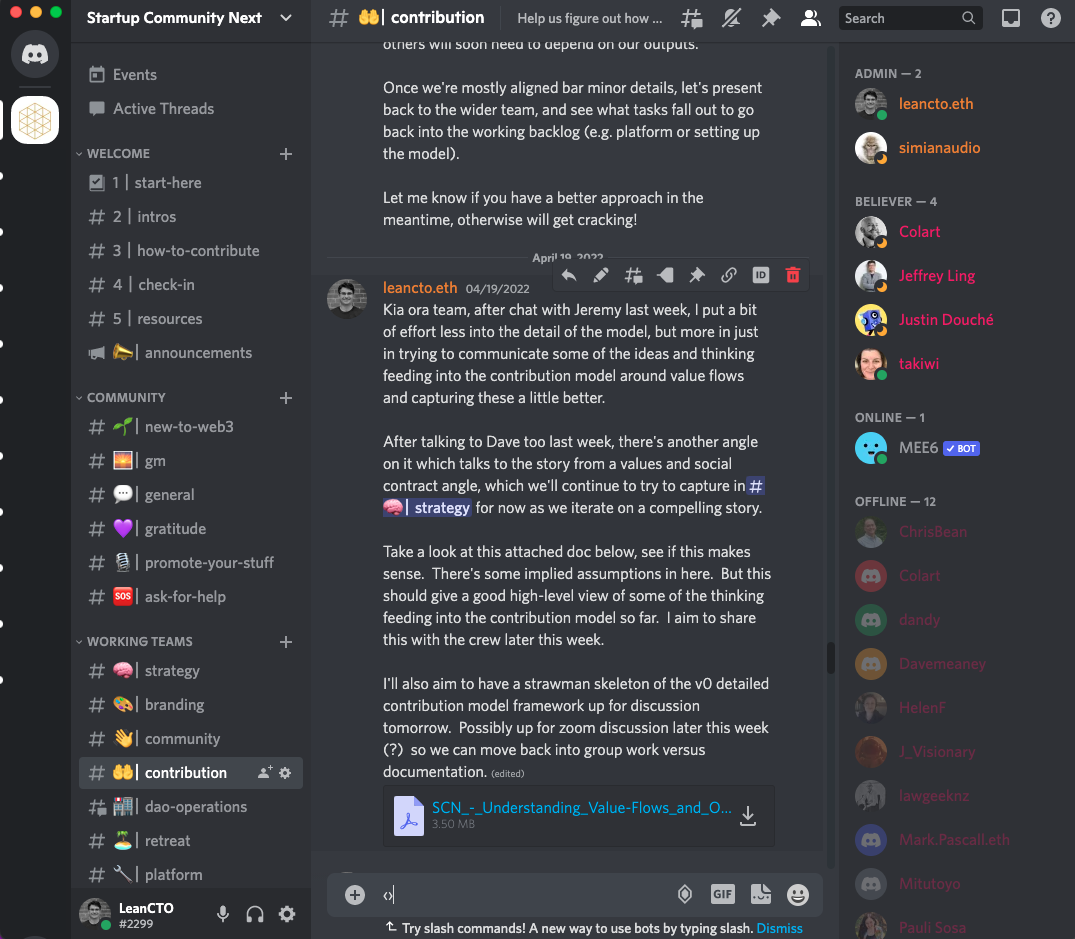 Most of our activity is currently focussed in our discord working groups for now