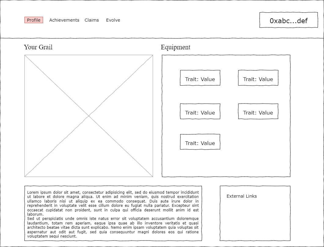 Profile page wireframe