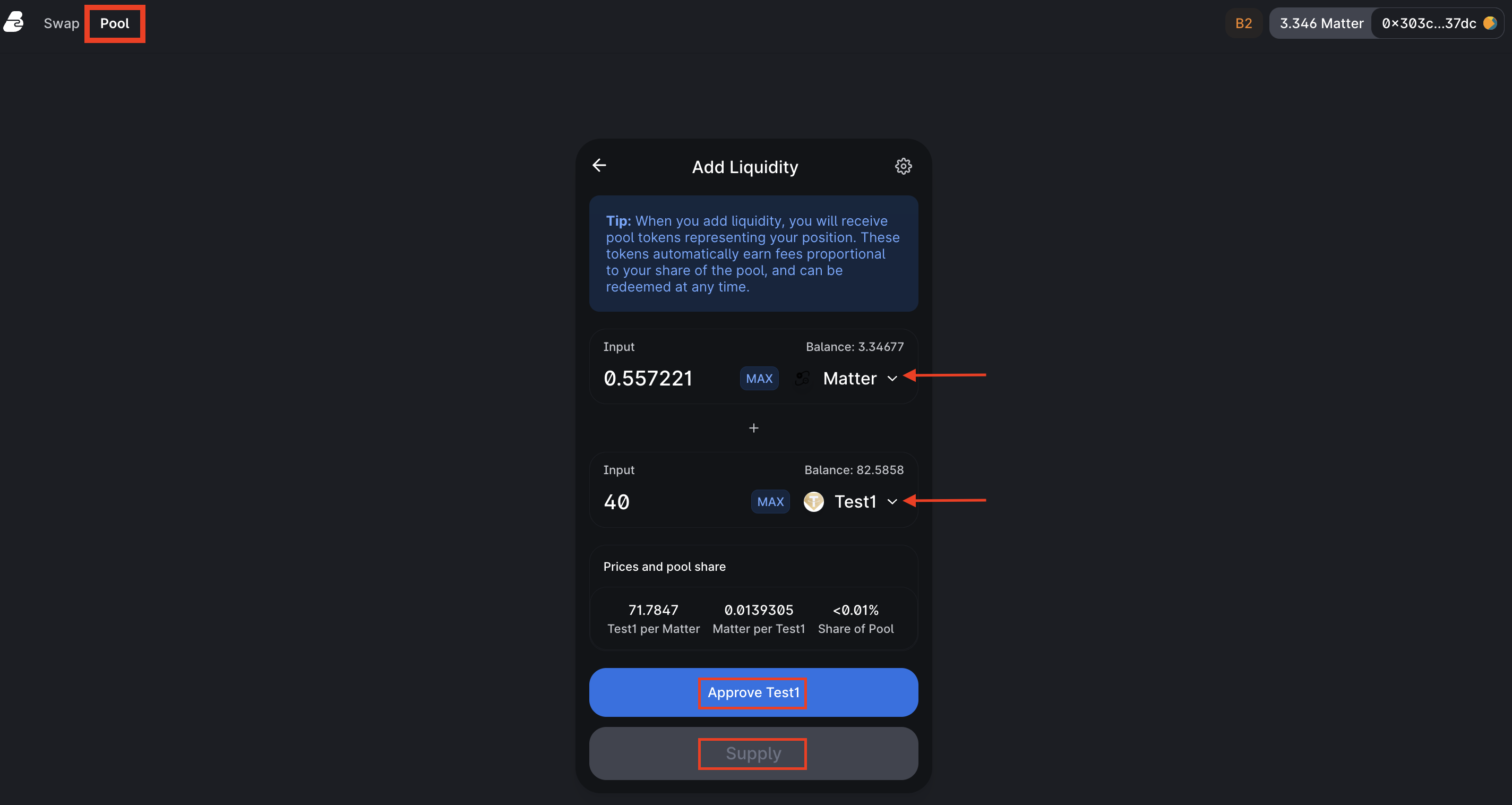 Add liquidity to all pairs