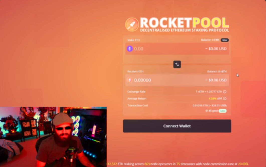 Anthony Sassano, turned orange by the sheer power of Rocket Pool, The Daily Gwei #332 https://youtu.be/x_I8WF5Vk9U?t=705