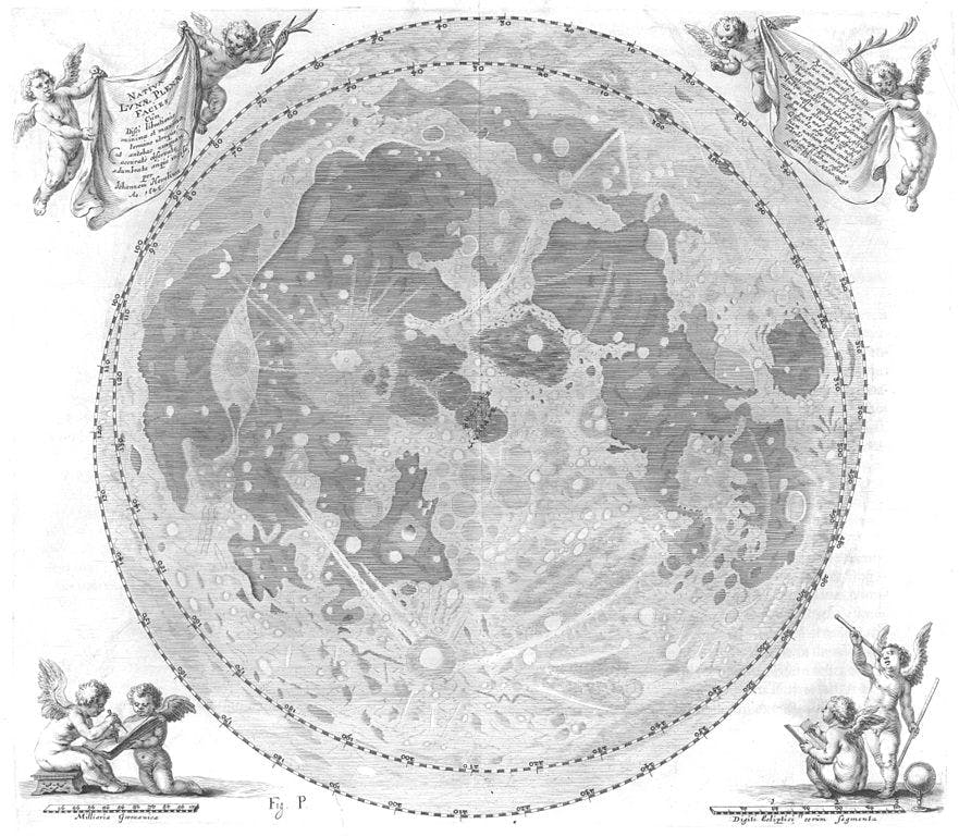 Map of the moon from the Selenographia(1647).
