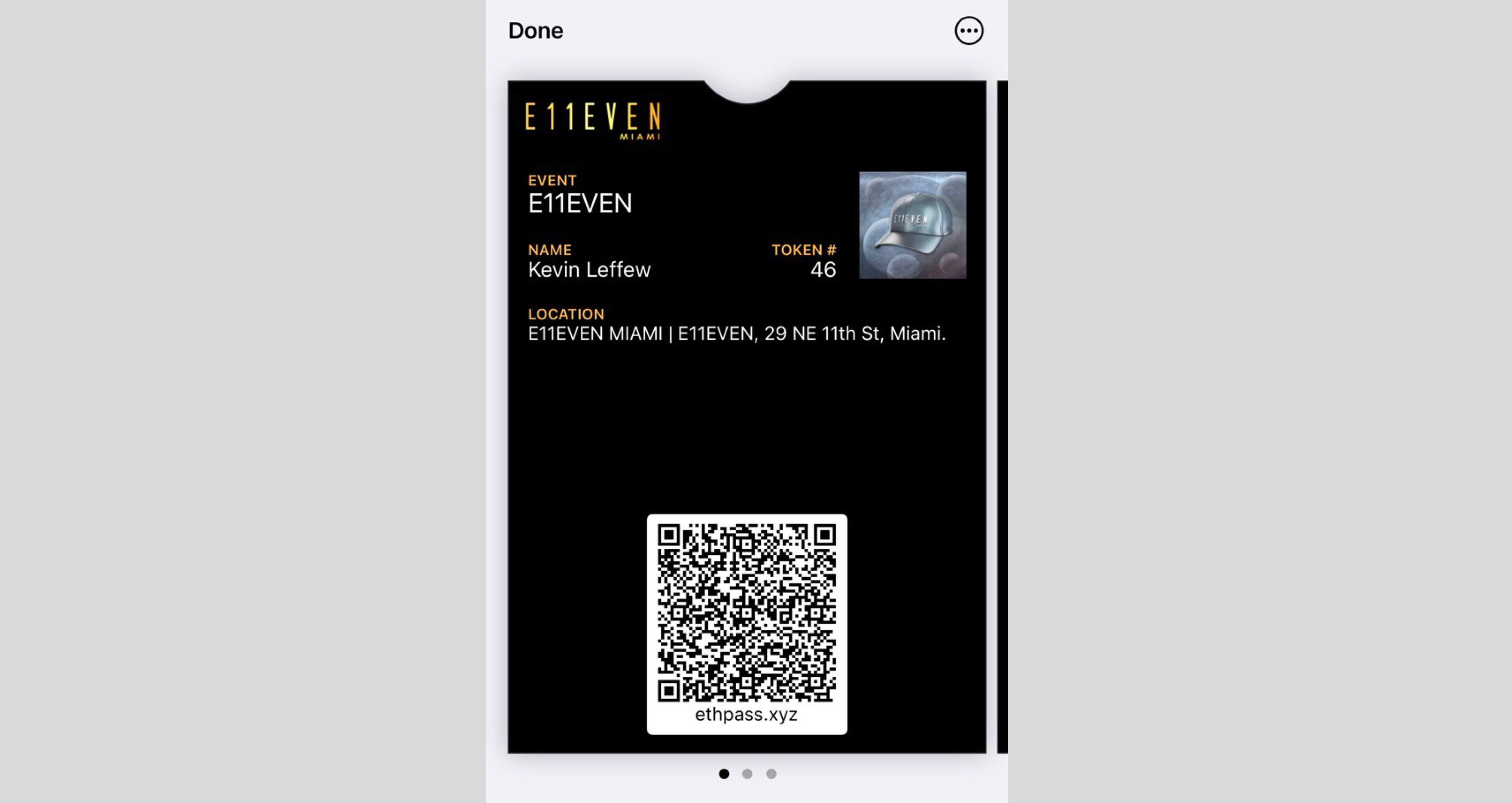Mobile Pass – cryptographically tied to NFT via ethpass.xyz