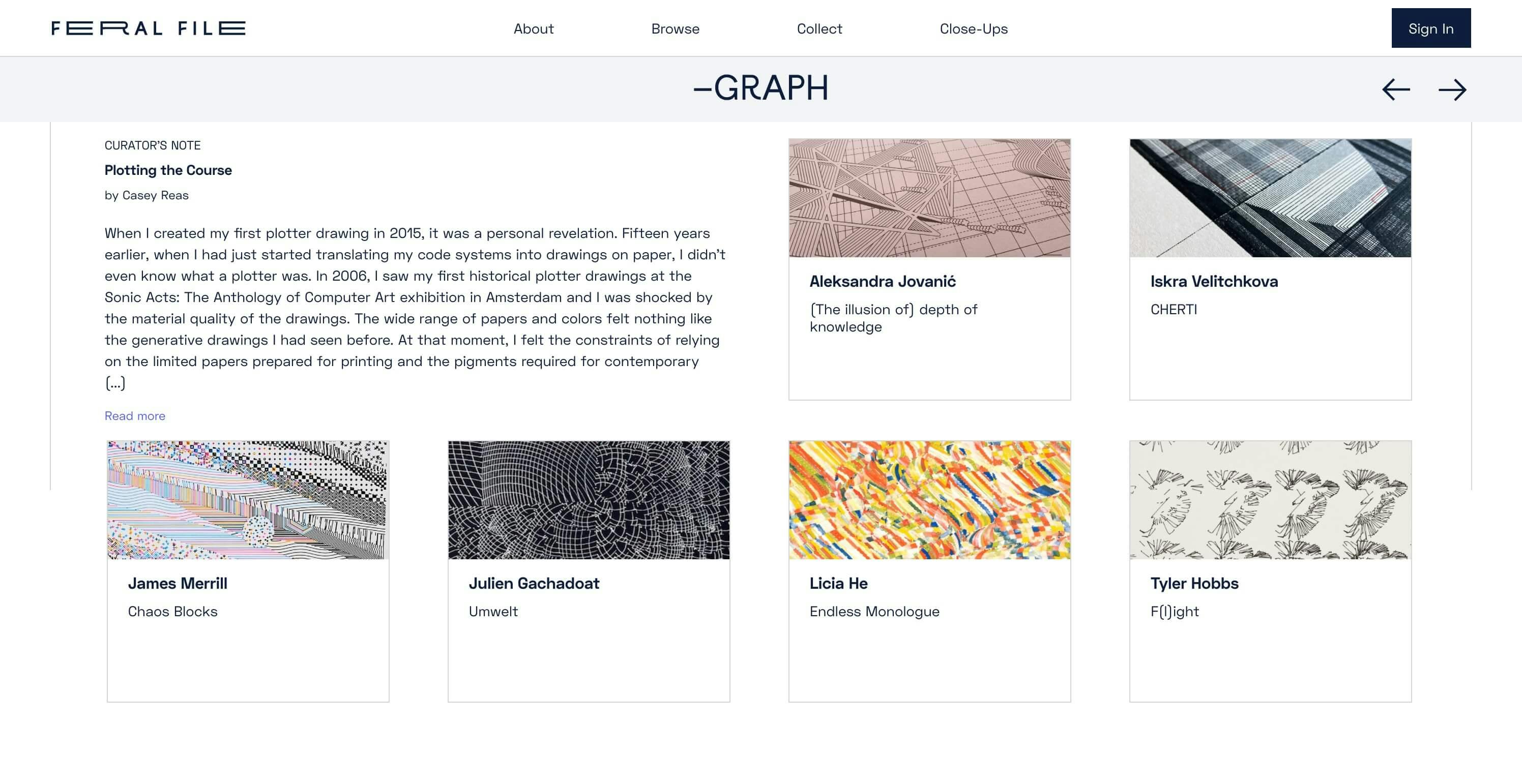 GRAPH — curated by Processing co-founder, Casey Reas (https://feralfile.com/)