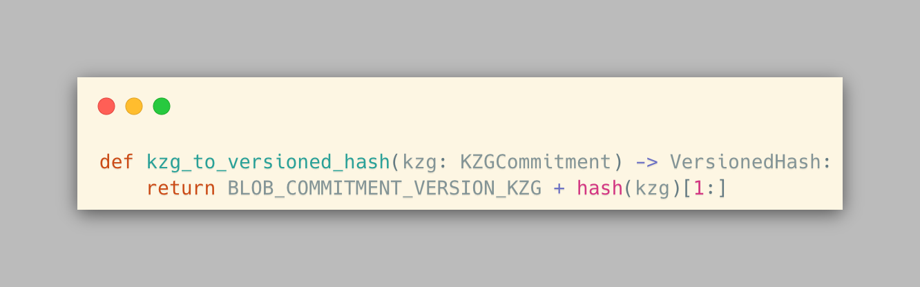 convert KZG Commitment to versioned hash