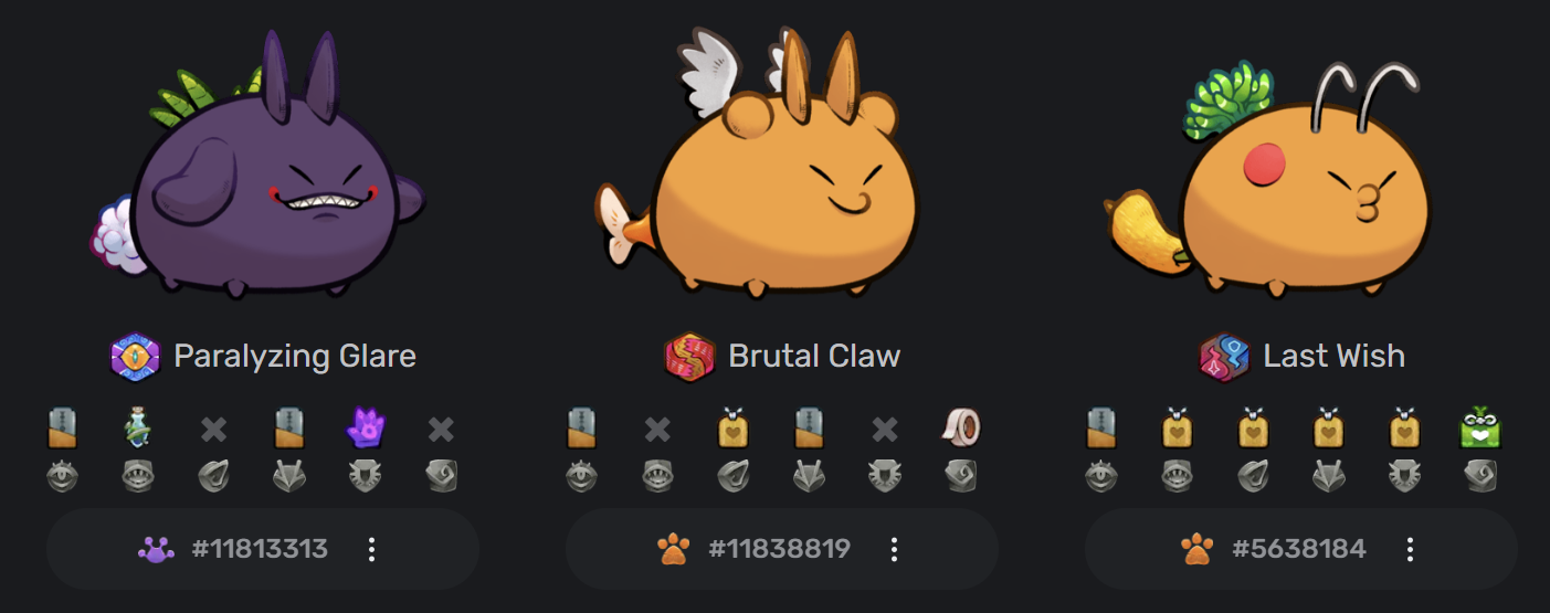 Example of Brutal Claw Bleed team (screenshot from axies.io)
