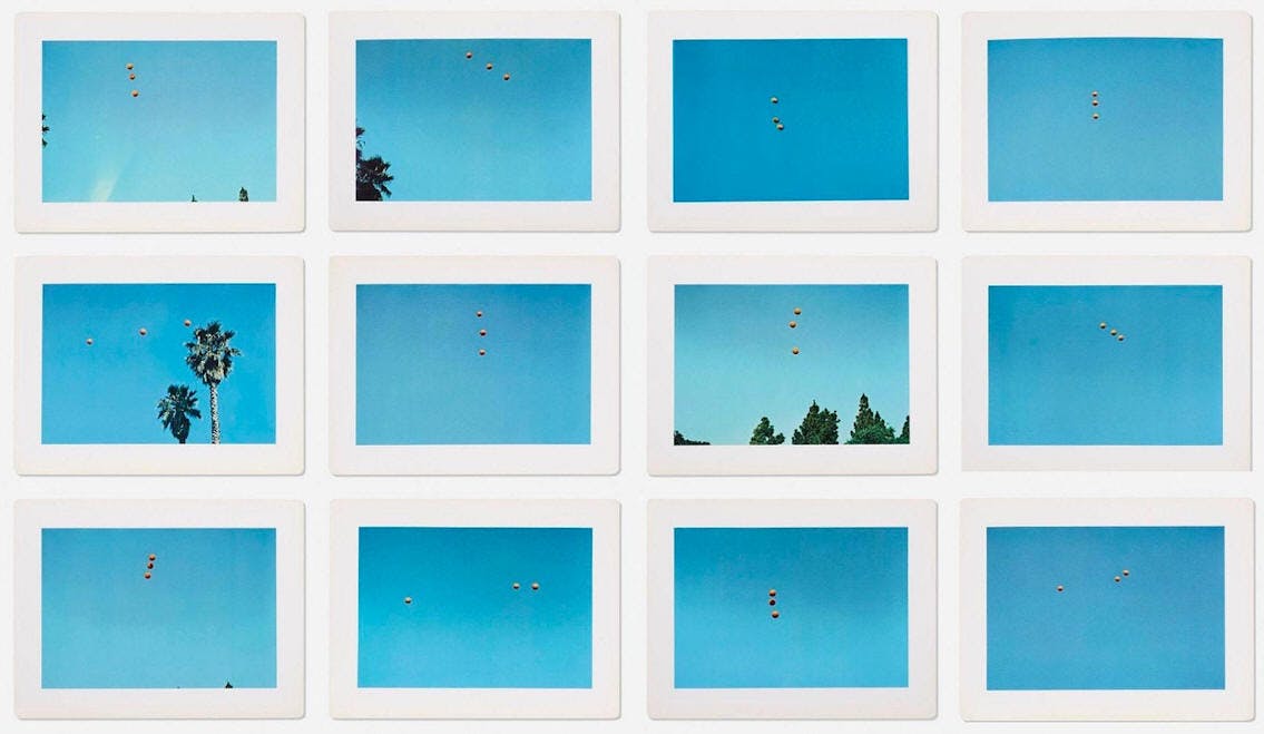 John Baldessari, Throwing Three Balls in the Air to Get a Straight Line (Best of Thirty-Six Attempts)
