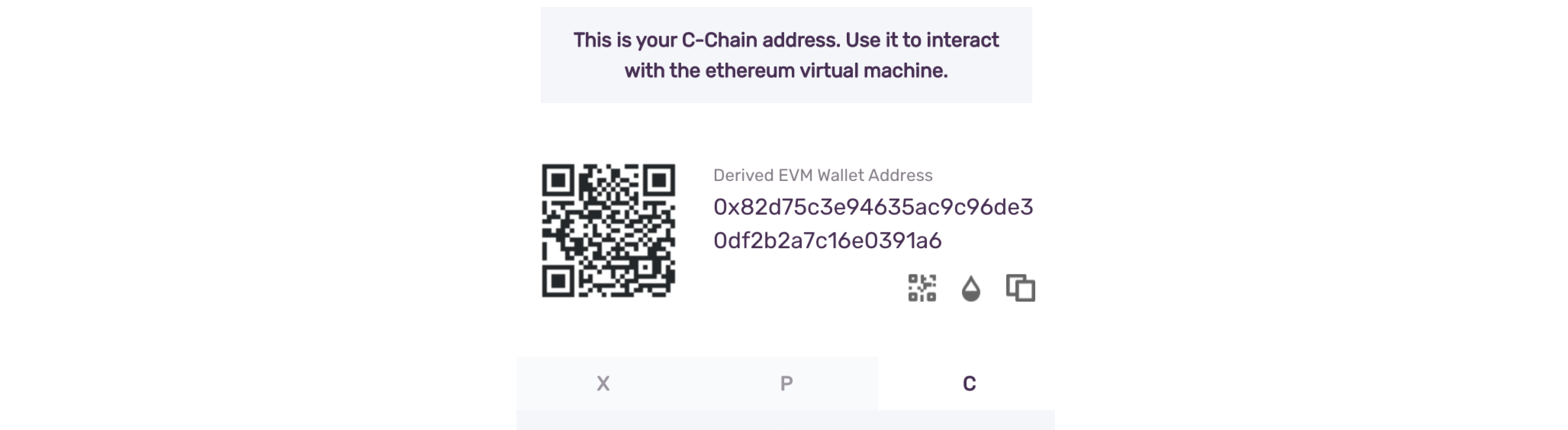 Avalanche wallet transforms your address into EVM compatible format