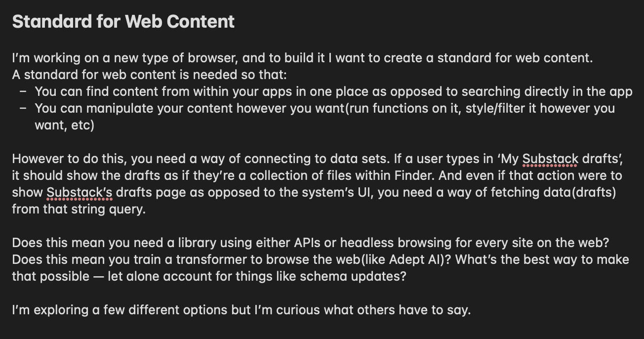 Screenshot essay on a standard for web content