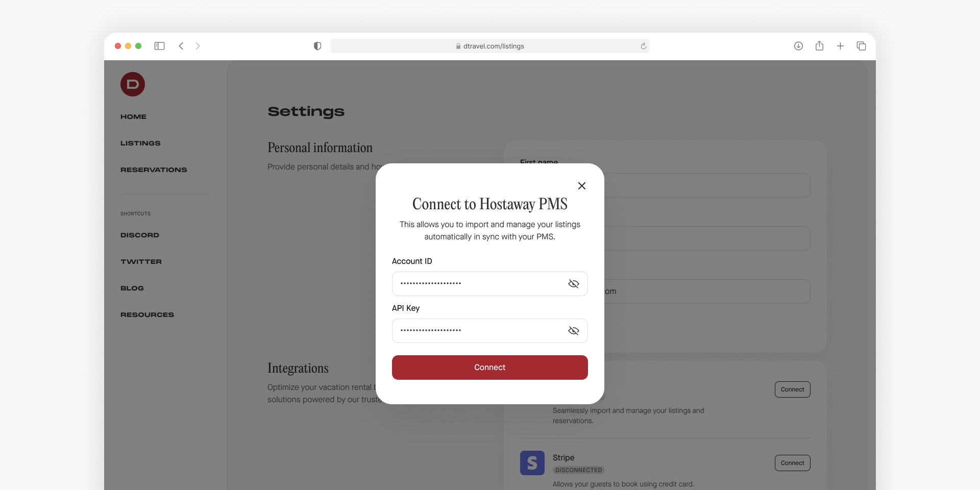 Connect to Hostaway PMS