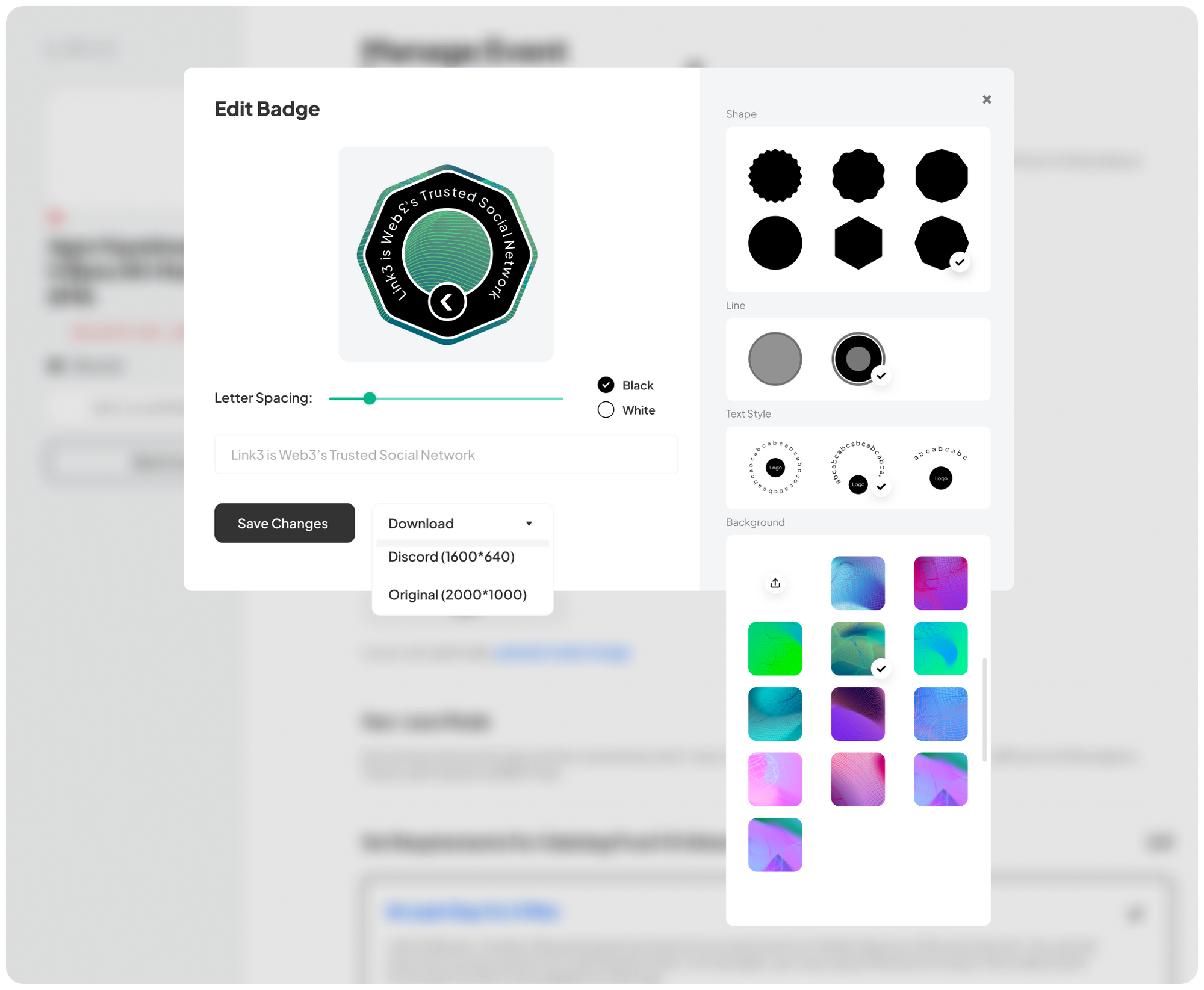 Link3’s automatically generated badges with edit options
