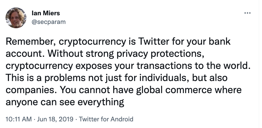 Cryptocurrency is twitter for your bank account