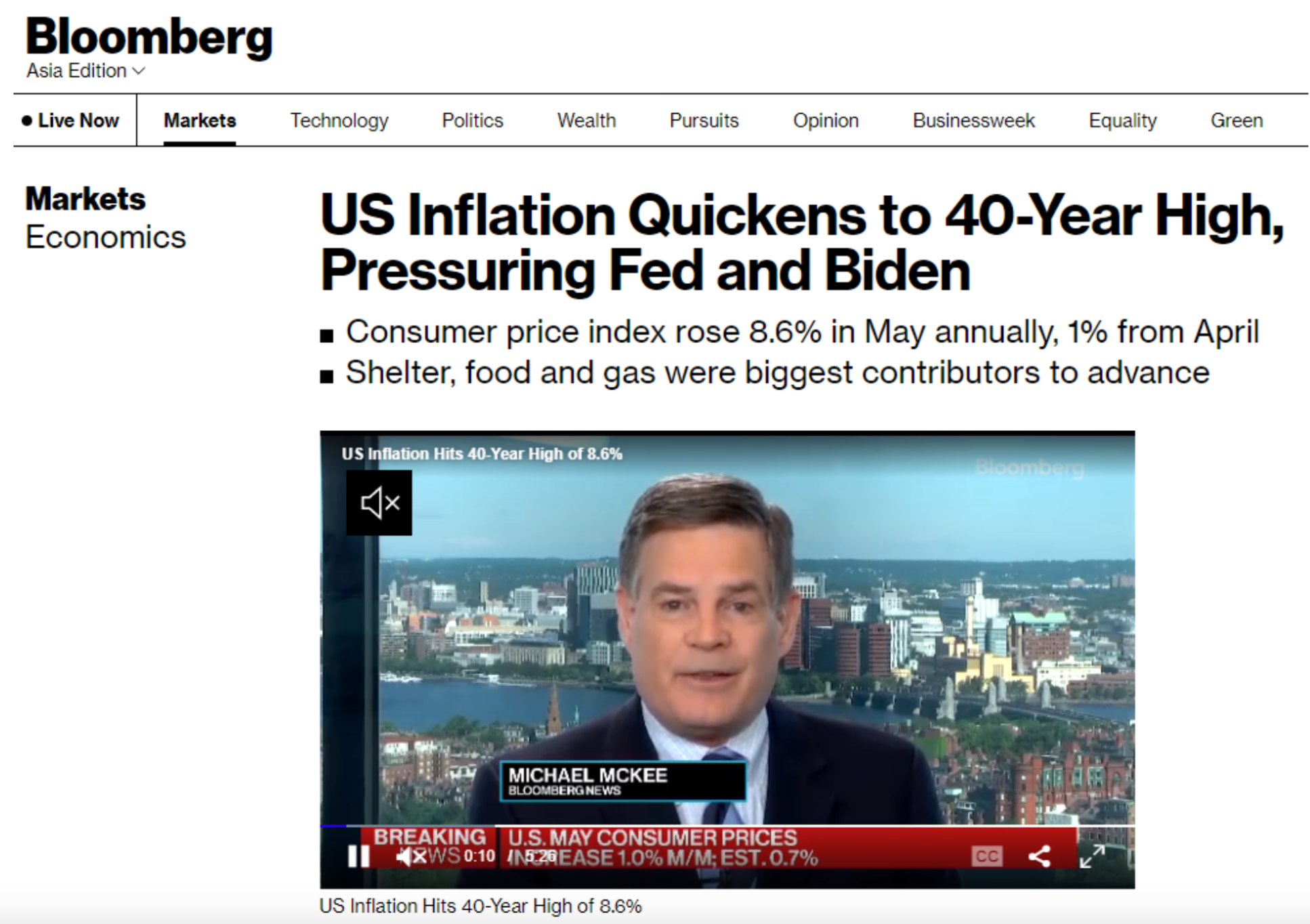 U.S. Inflation Hits 40-Year High