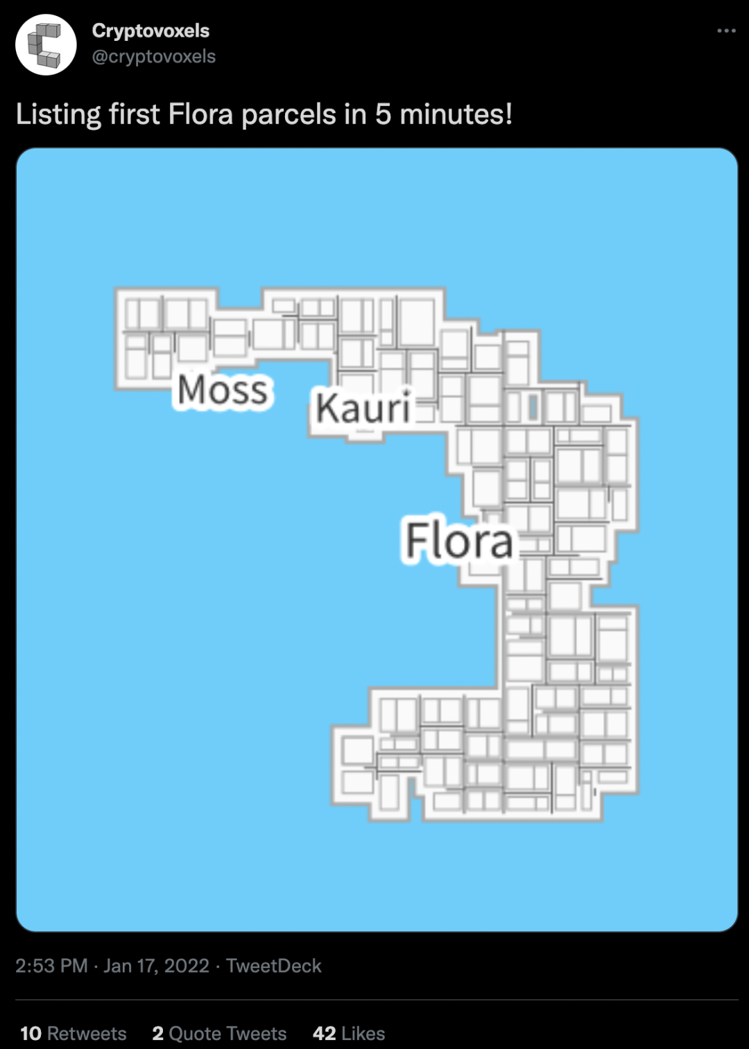 Cryptovoxels 最新发布的岛屿 “Flora”