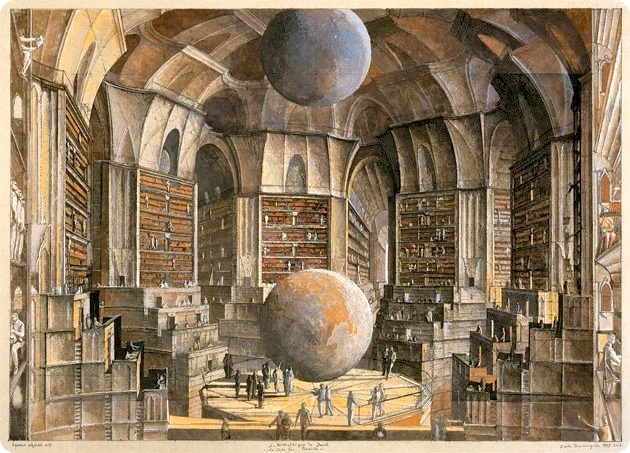 “The Library of Babel” by Érik Desmazières