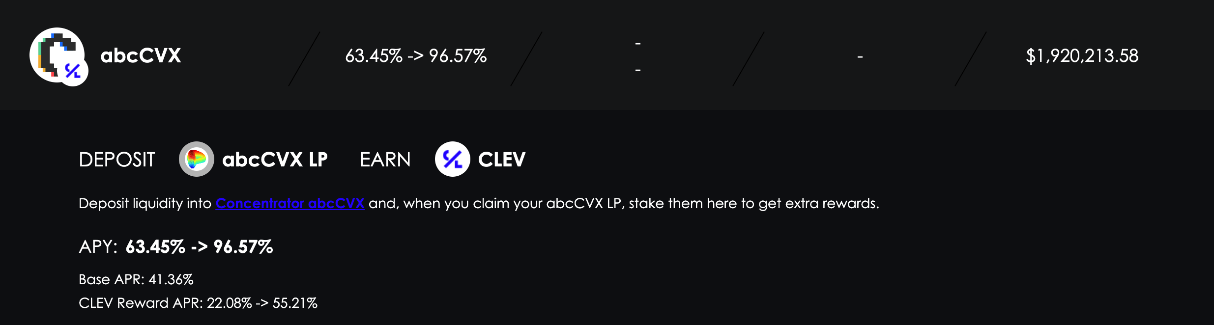 clever 质押 $abcCVX 代币 