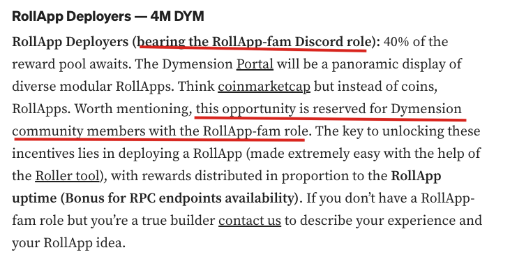 只有在discord有Rollapp-fam role的人才有资格拿rollapp部署者奖励