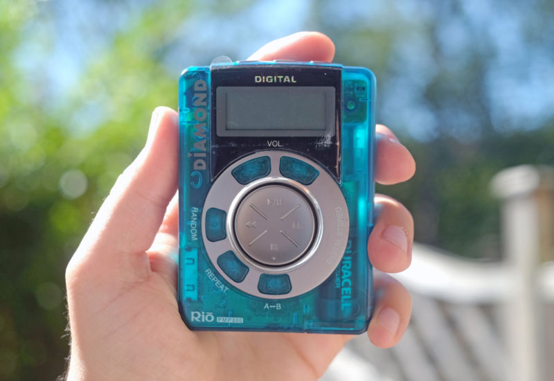The Rio PMP300, released in 1998, the first commercially successful portable audio media player, with 32MB of storage and a slot for additional memory