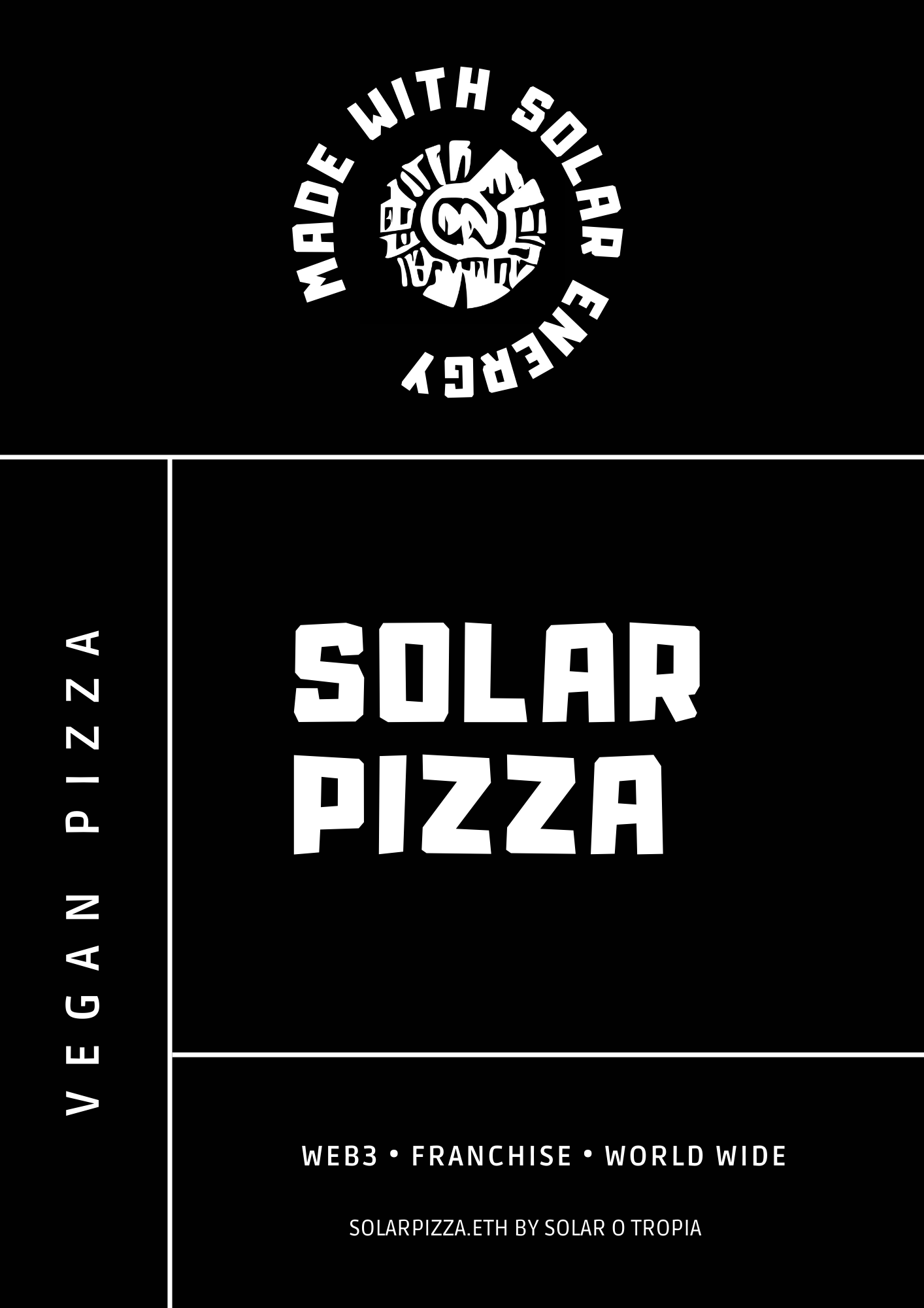 Poster of Solar Pizza, the first decentralized autonomous franchise in Web3