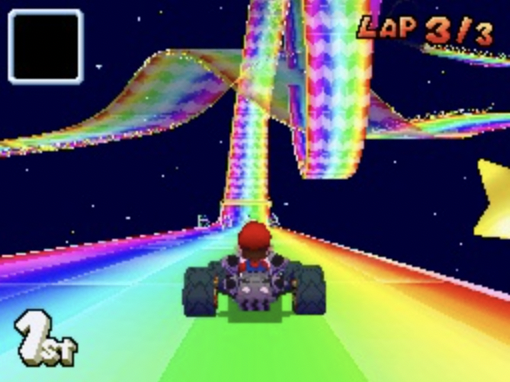 Inspo Exhibit J: Mario cruisin down Rainbow Road