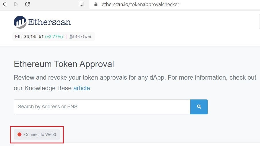 More -> Tools -> Token Approvals, the click "Connect to Web3"