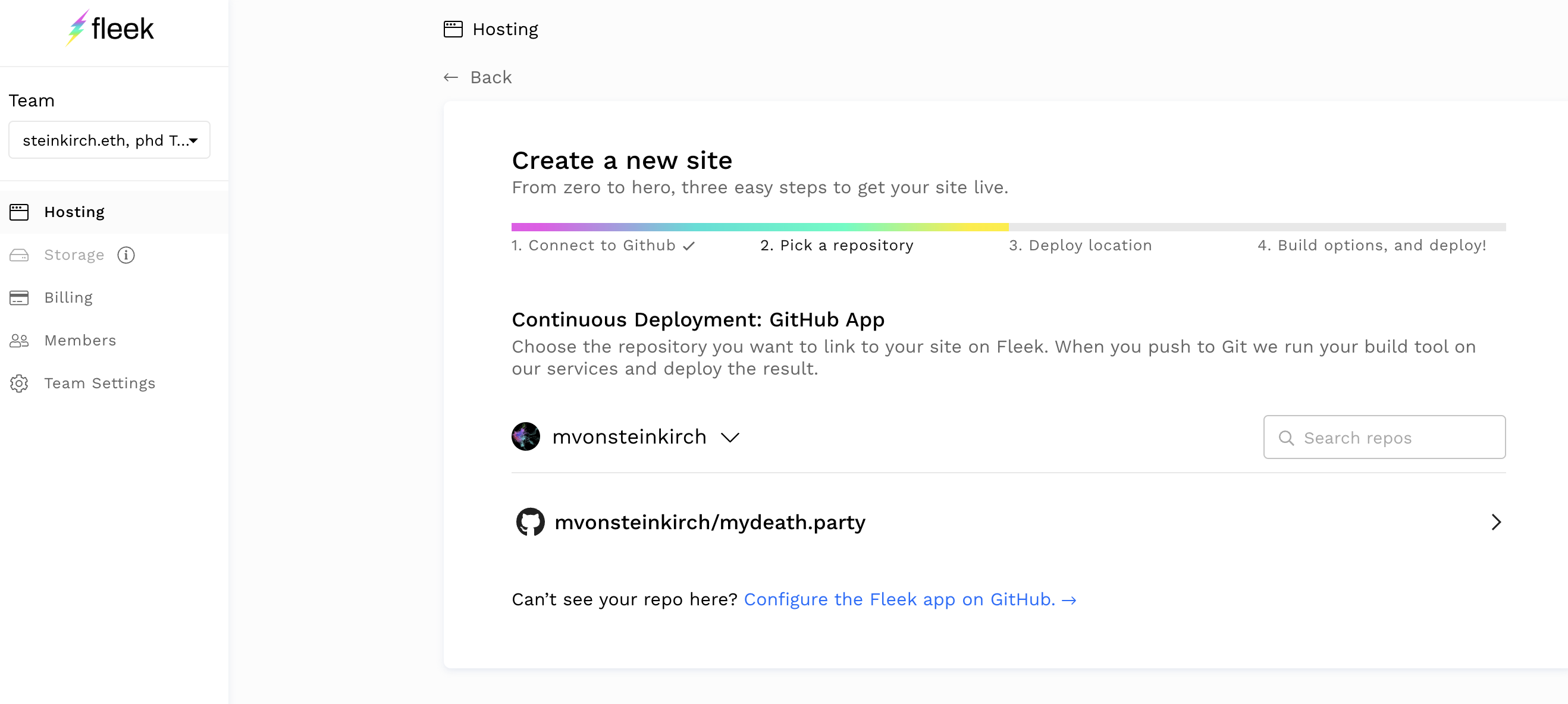 .1. connect to the github repo holding the code.