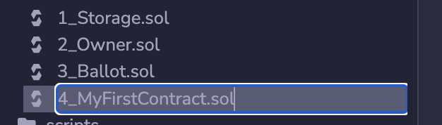 Naming your new Solidity file.