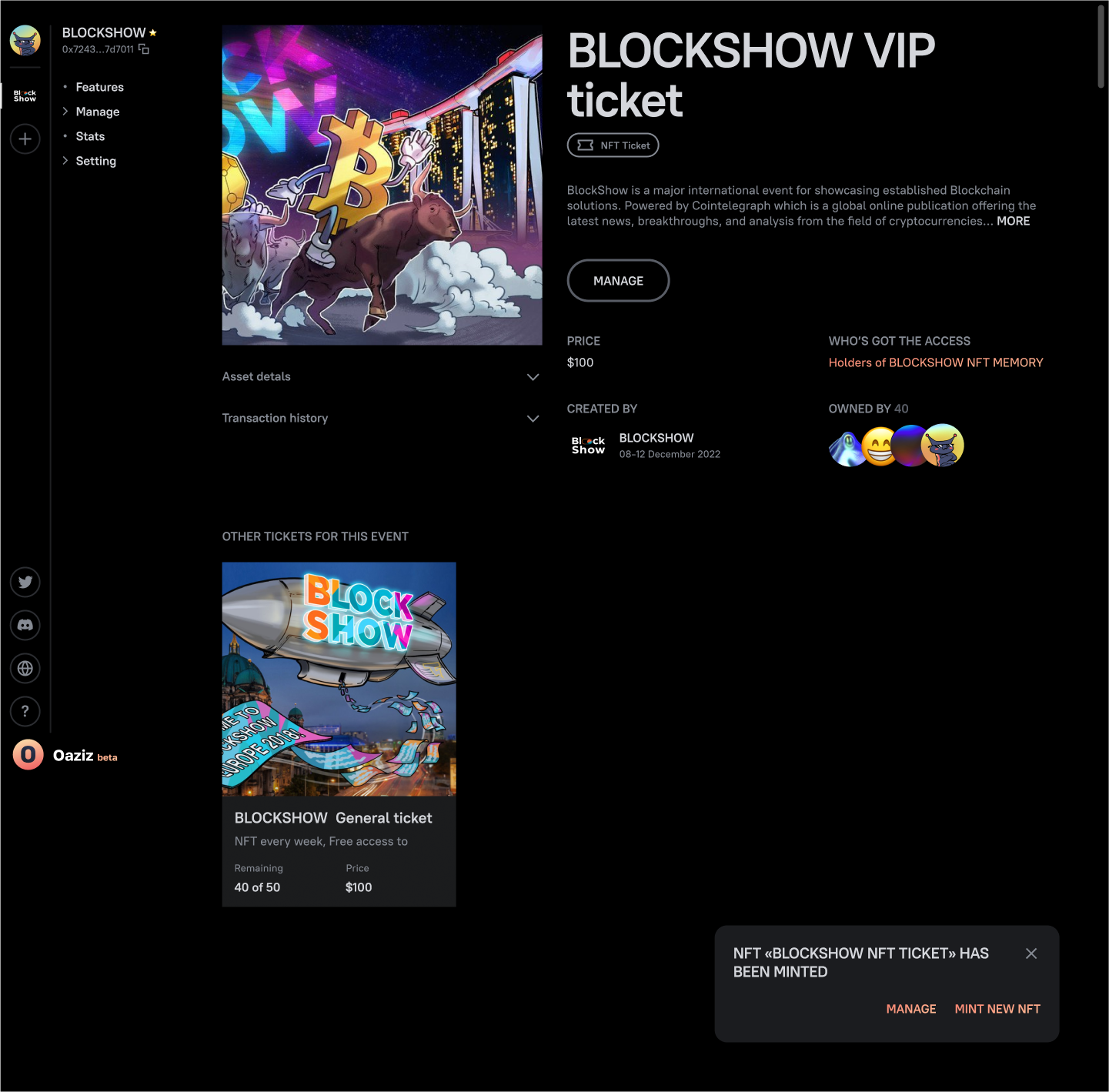 NFTicket page