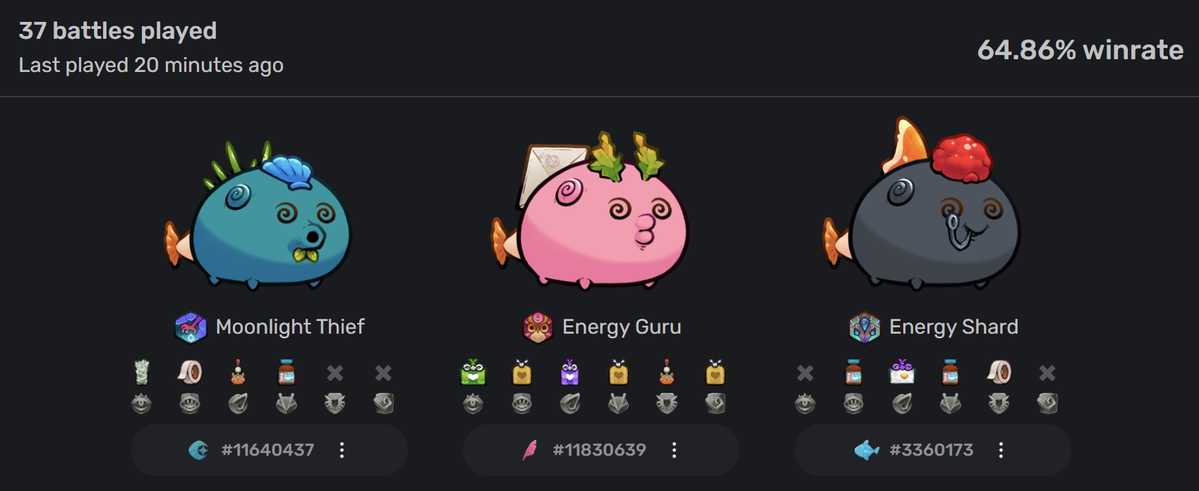 Example of Confused team (screenshot from axies.io)