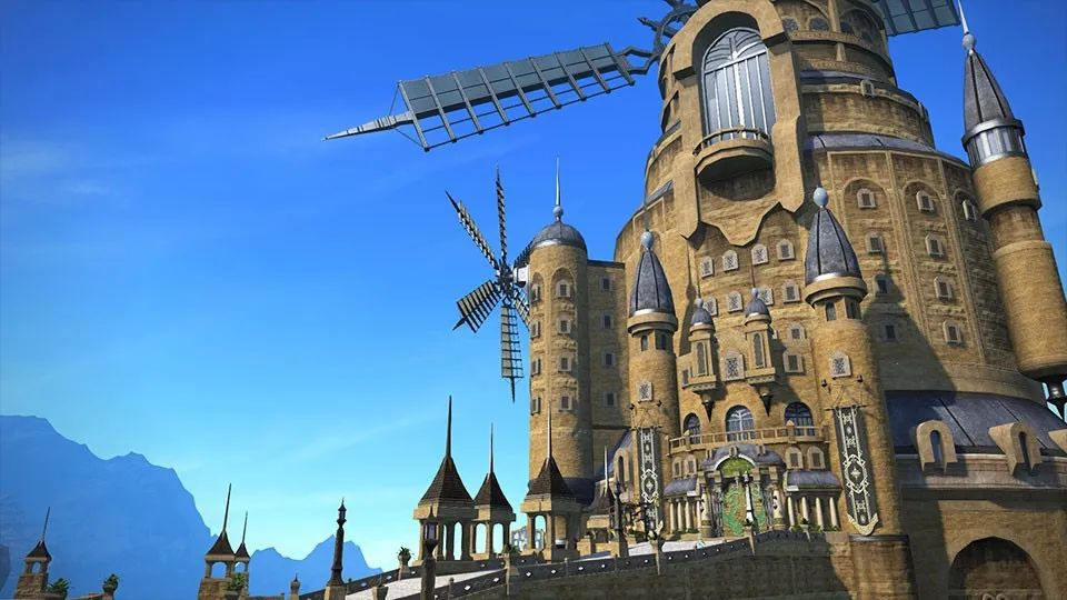 《最终幻想XIV》中的一个公寓建筑实例，感谢FF14掌机游戏Wiki。
