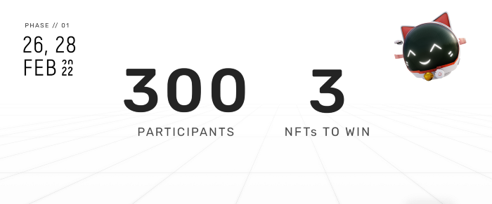 多达300名参与者，角逐获得3个 NFT。
