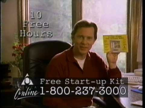 美国在线（AOL）早期的广告，AOL也是最早的门户网站之一，向数百万用户寄去他们的软件CD，并赠送10小时的免费使用时间。