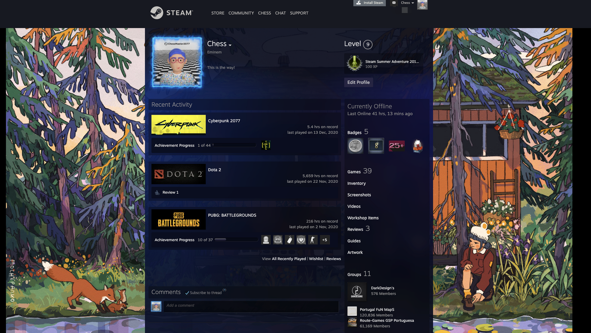Homepage of Steam