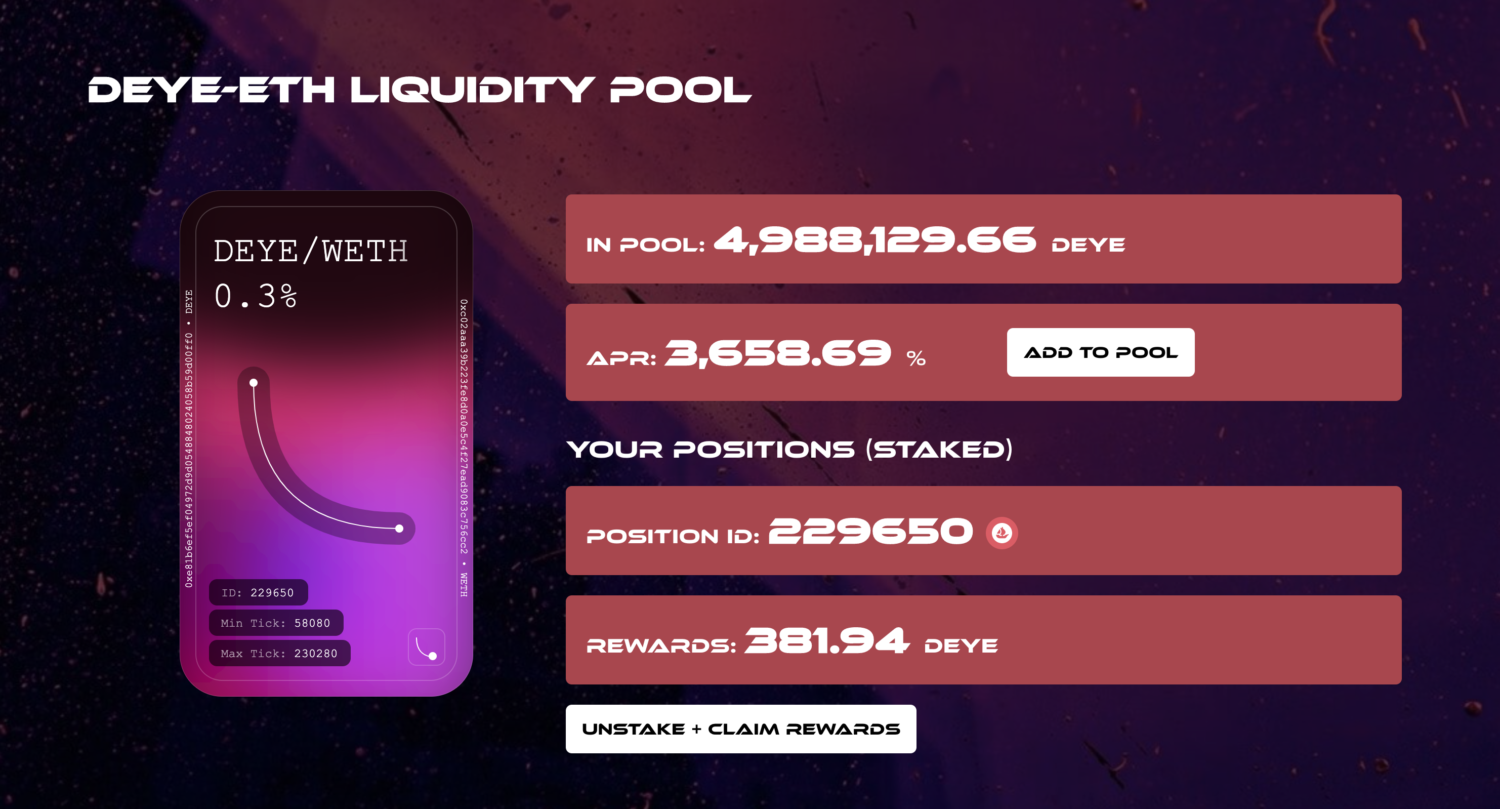 Staked liquidity tokens and the rewards received so far