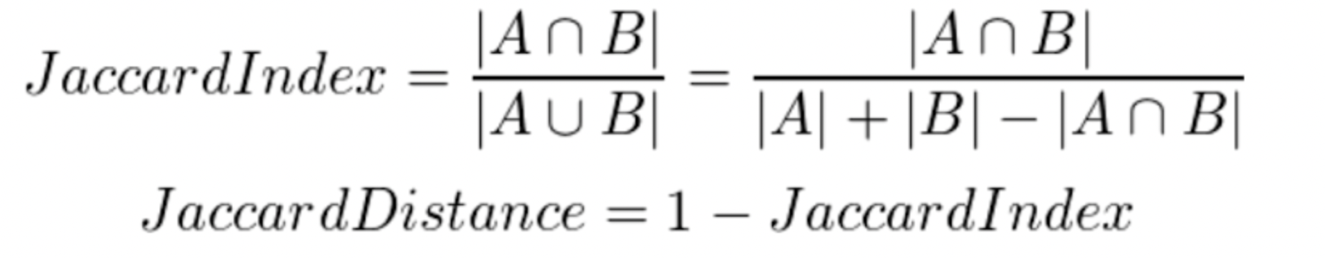 Jaccard distance formula