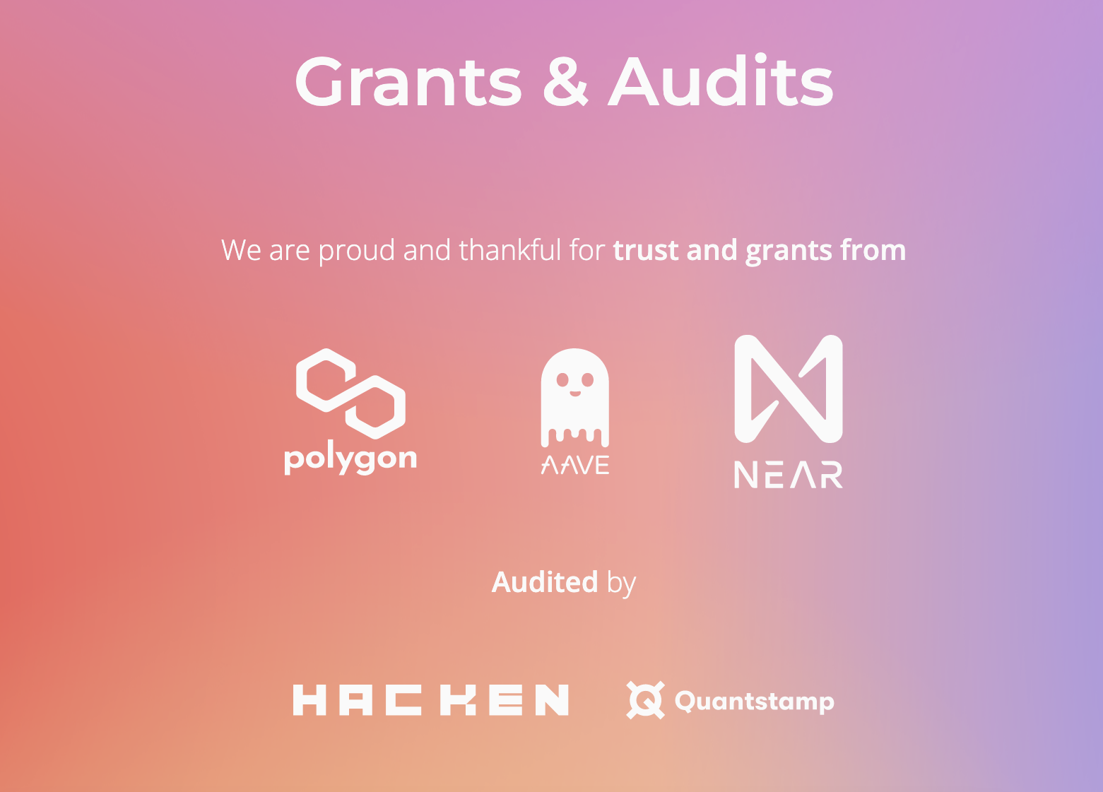 Solace's financial supporters including Polygon, Aave, and Near Protocol https://www.solace.fi/ 